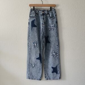 SHEIN Kids Denim Jeans with Star Accents